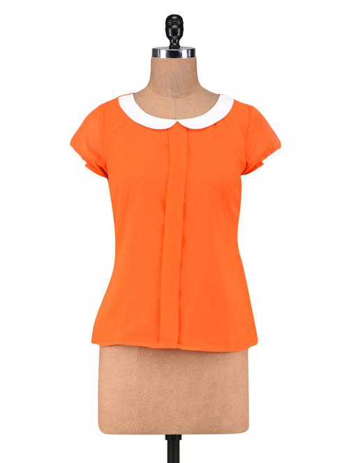orange peter pan collareded cotton top - 1306886 - Very Small Image - 1