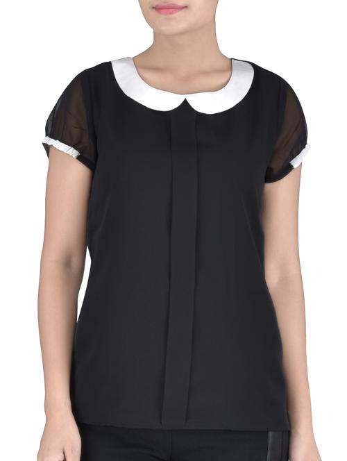 contrast peter-pan collar top - 1306888 - Very Small Image - 1