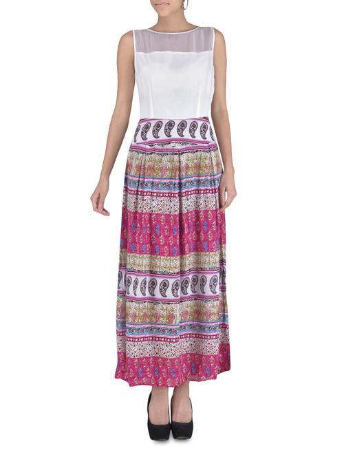 multicolored printed georgette maxi dress - 1306893 - Very Small Image - 1