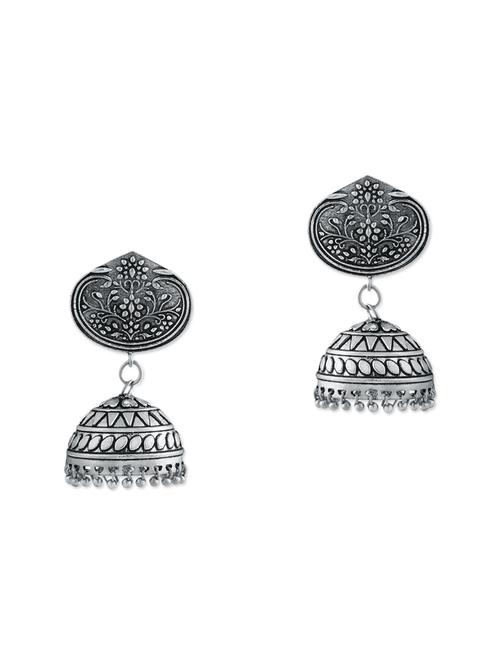 silver metal jhumka earrings - 13069750 - Very Small Image - 1