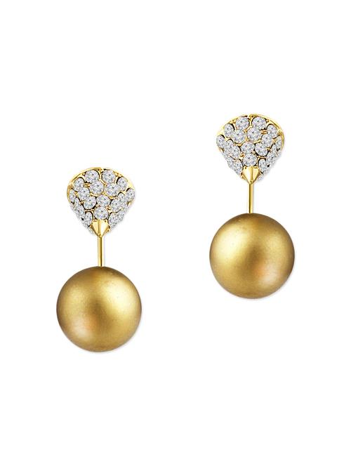gold metal studs earrings - 13069781 - Very Small Image - 1