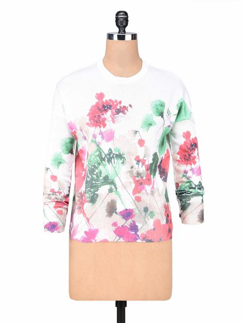 white polyester printed pullover - 1307452 - Very Small Image - 1