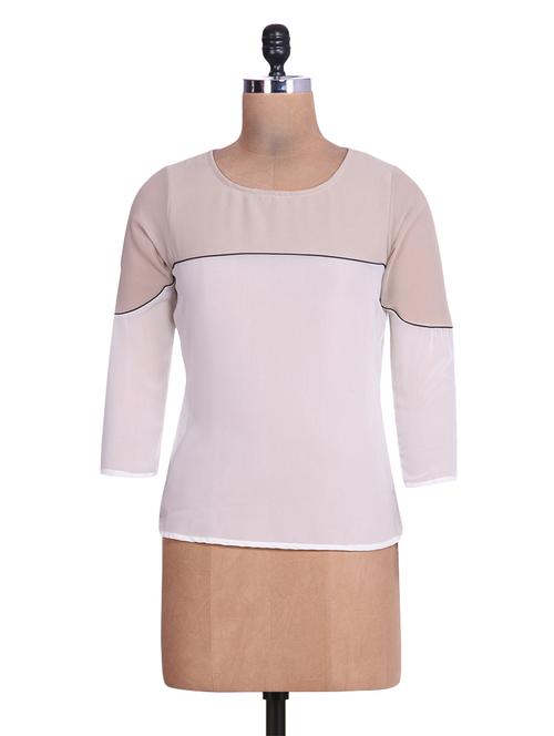 off-white and beige georgette top - 1307720 - Very Small Image - 1