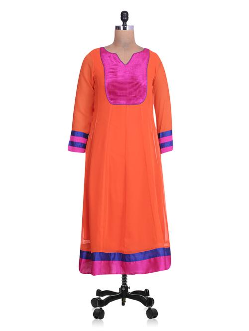 orange georgette anarkali kurta - 1307767 - Very Small Image - 1