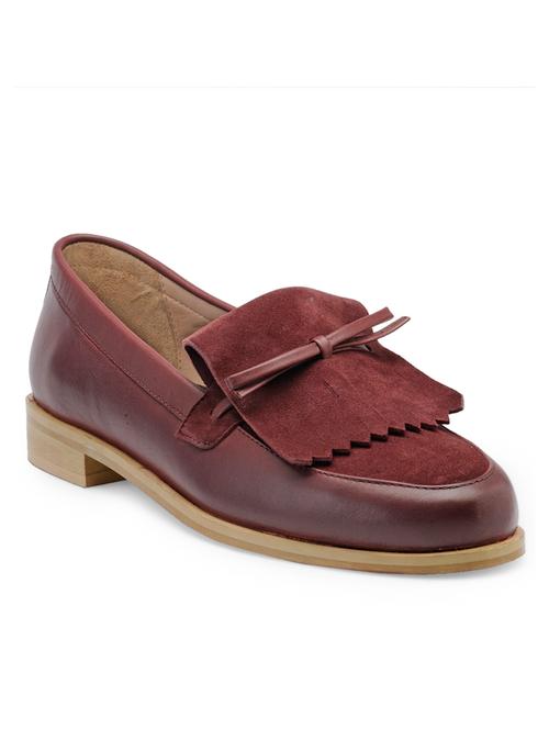 maroon leather slip on moccasins - 13077869 - Very Small Image - 1