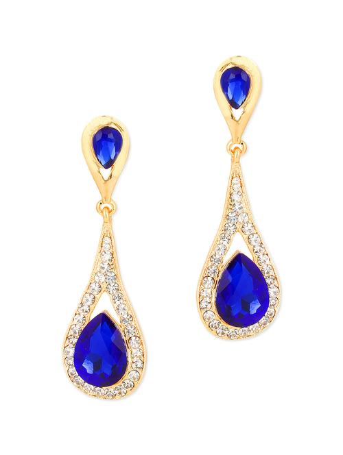 blue metallic studded drop earrings - 1308045 - Very Small Image - 1