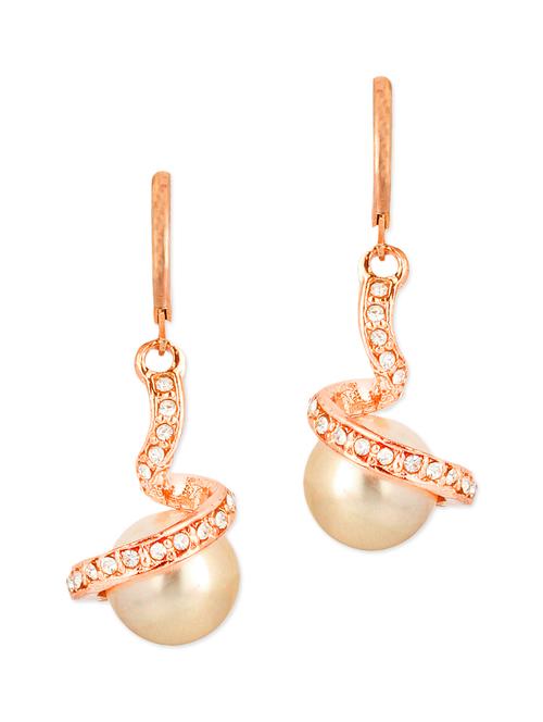 golden metallic studded drop earrings - 1308065 - Very Small Image - 1