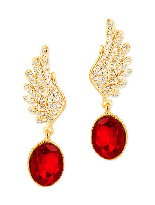 red metallic studded drop earrings - 1308067 - Very Small Image - 1