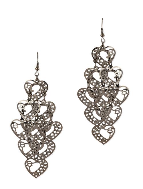 grey metallic embellished drop earrings - 1308080 - Very Small Image - 1