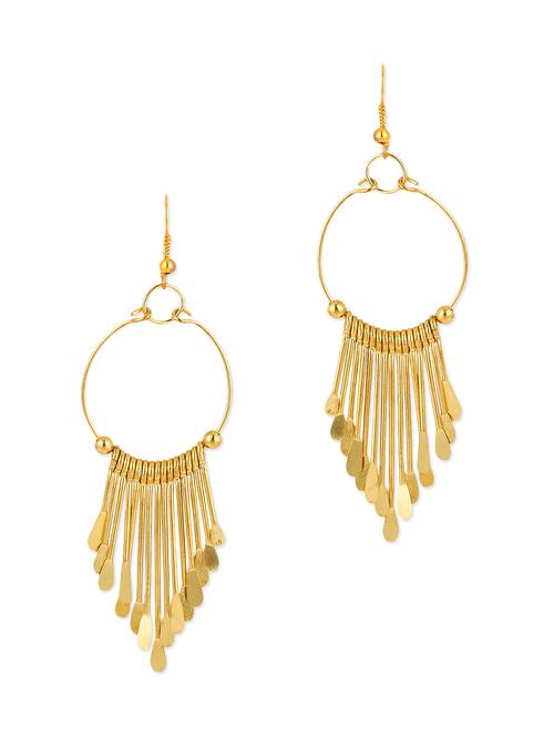 golden metallic embellished drop earrings - 1308086 - Very Small Image - 1