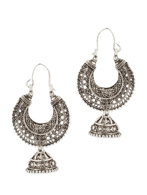 silver metallic embellished jhumka - 1308093 - Very Small Image - 1