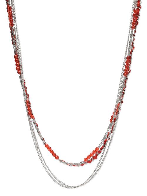 silver and red beads embellished necklace - 1308157 - Very Small Image - 1