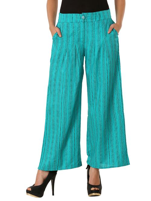 green viscose palazzos - 13082455 - Very Small Image - 1