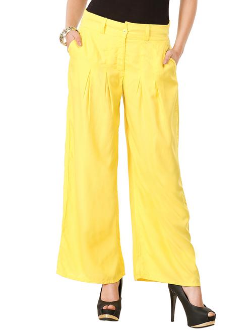 yellow viscose palazzos - 13082461 - Very Small Image - 1