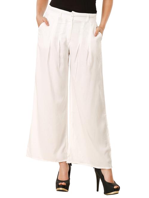 white viscose palazzos - 13082463 - Very Small Image - 1