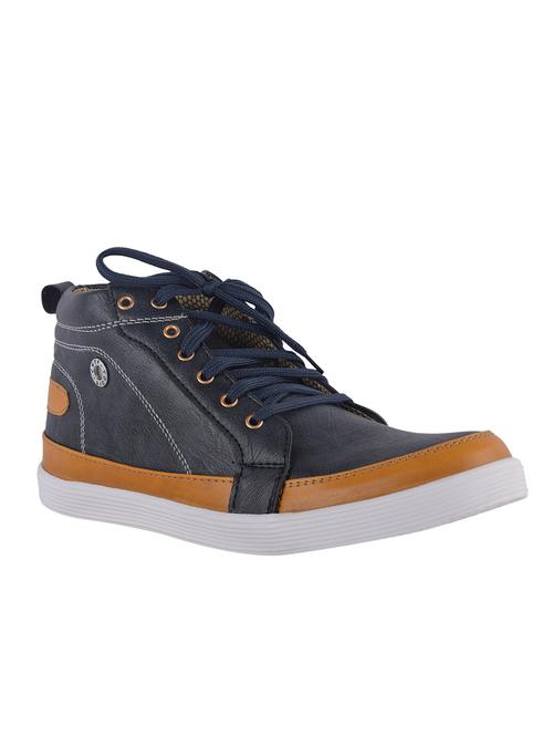 blue leatherette lace up sneaker - 13086557 - Very Small Image - 1