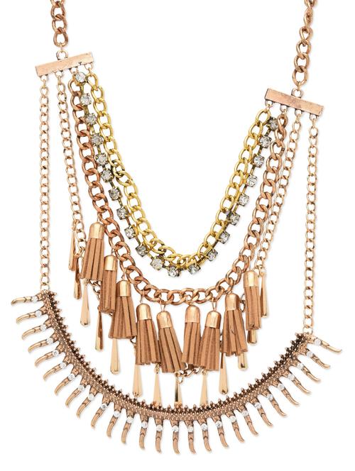 embellished copper and gold layered statement necklace - 1308941 - Very Small Image - 1