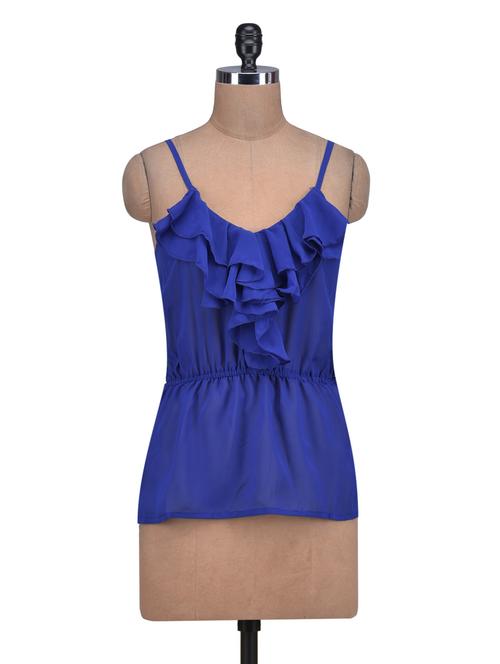 royal blue ruffled camisole top - 1308992 - Very Small Image - 1