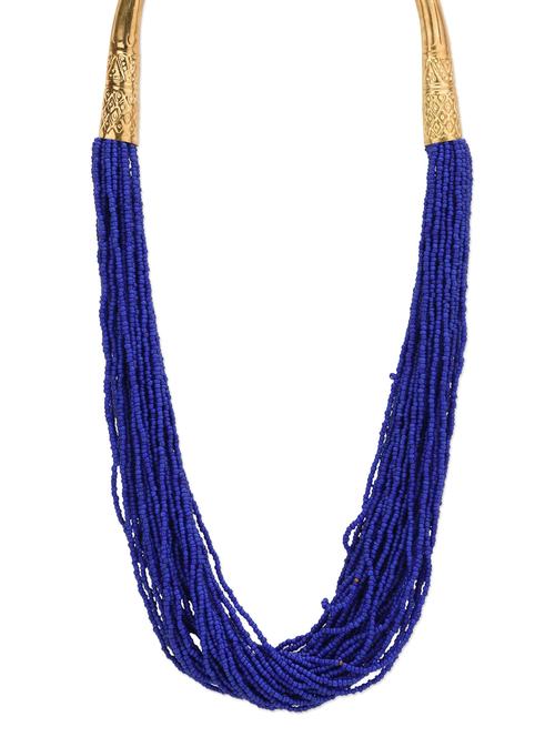 blue layered beaded brass necklace - 13099893 - Very Small Image - 1