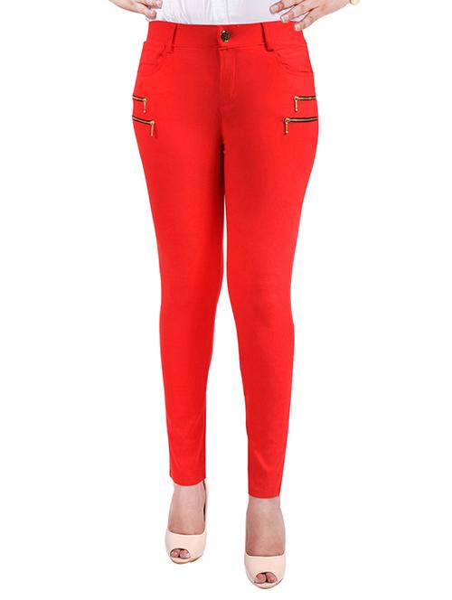 red cotton flat front trouser - 13102473 - Very Small Image - 1