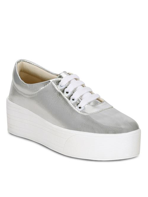 silver faux leather plimsolls sneakers - 13105151 - Very Small Image - 1