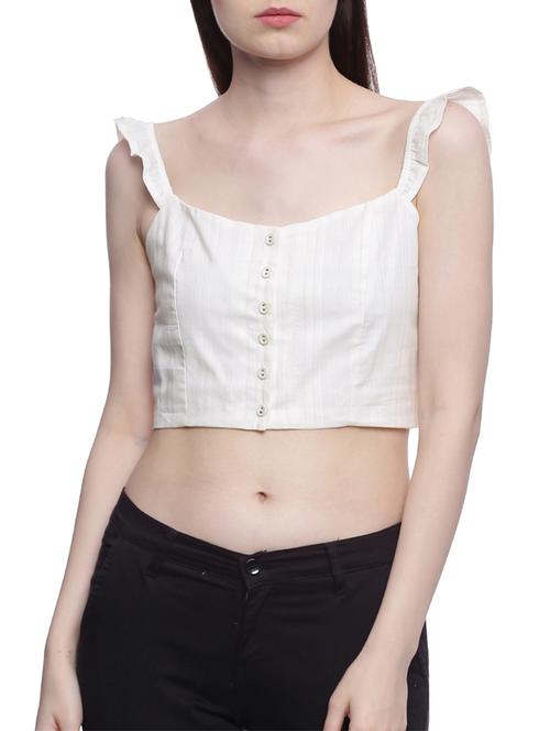 white polyester crop top - 13108158 - Very Small Image - 1