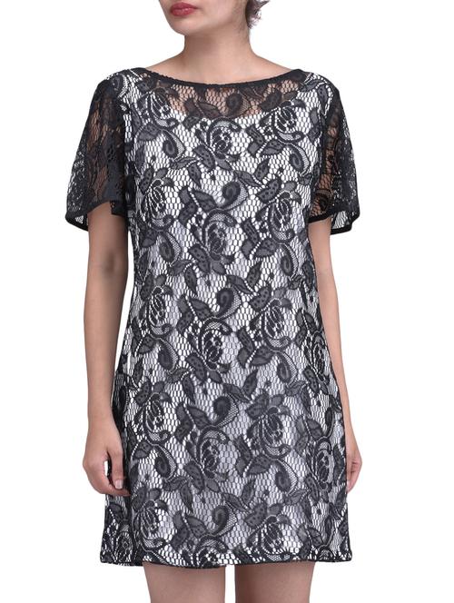 black floral net sheath dress - 1311230 - Very Small Image - 1