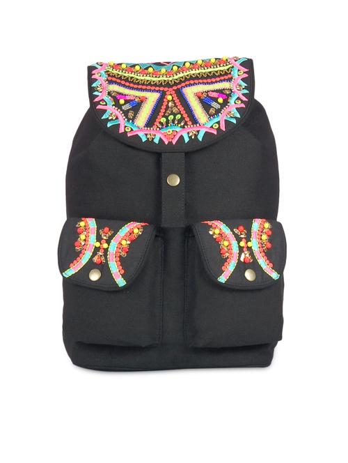 black canvas embroidered backpack - 1311707 - Very Small Image - 1