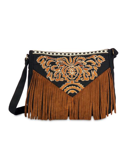 black cotton jacquard embellished hand bag - 1311732 - Very Small Image - 1