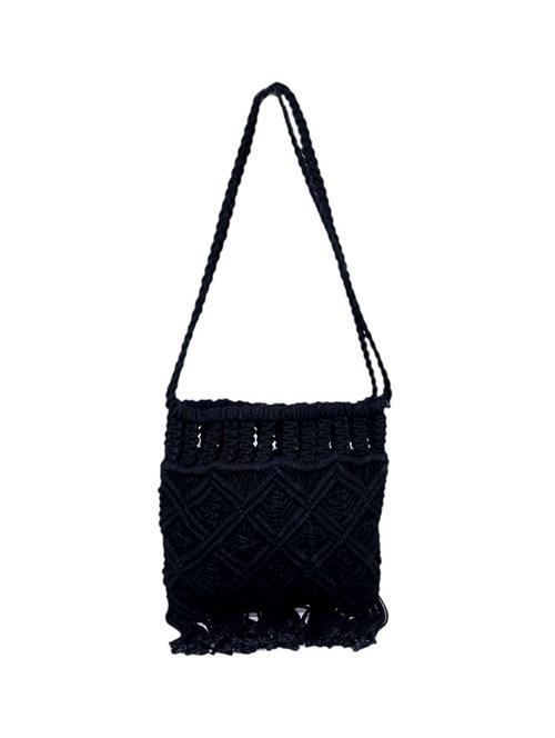 black cotton sling bag - 13117538 - Very Small Image - 1