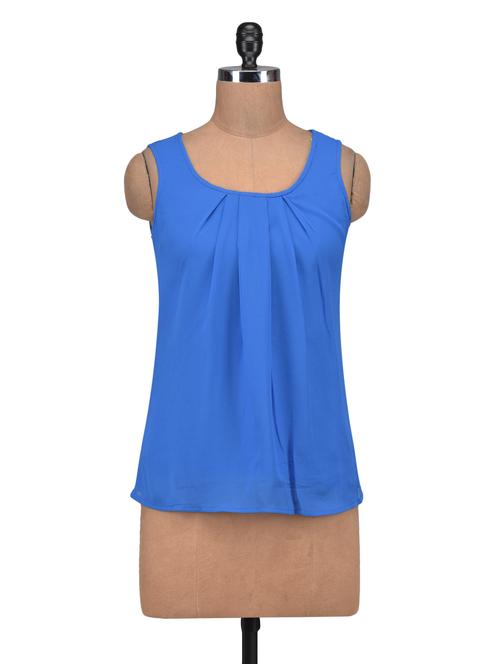 blue color color solid sleeveless top - 1311855 - Very Small Image - 1