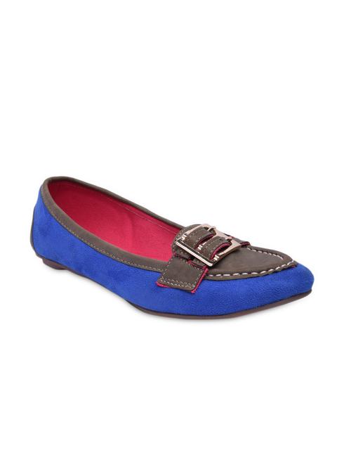 Blue Leatherette Round Toe Flats - 1312215 - Very Small Image - 1