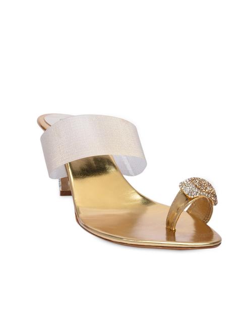 Gold Leatherette Open Toe Sandals - 1312244 - Very Small Image - 1