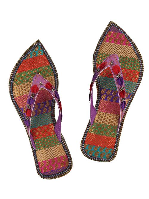 purple leather toe separator kolhapuris - 13131338 - Very Small Image - 1
