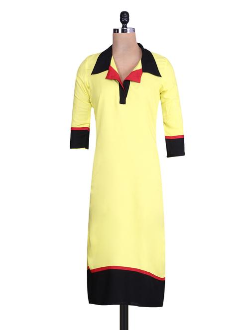 yellow rayon kurti - 1314247 - Very Small Image - 1