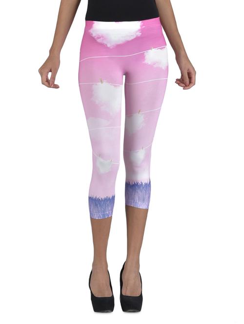 Pink abstract print stretchable leggings - 1314434 - Very Small Image - 1