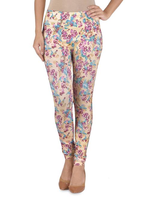 Beige printed stretchable leggings - 1314437 - Very Small Image - 1