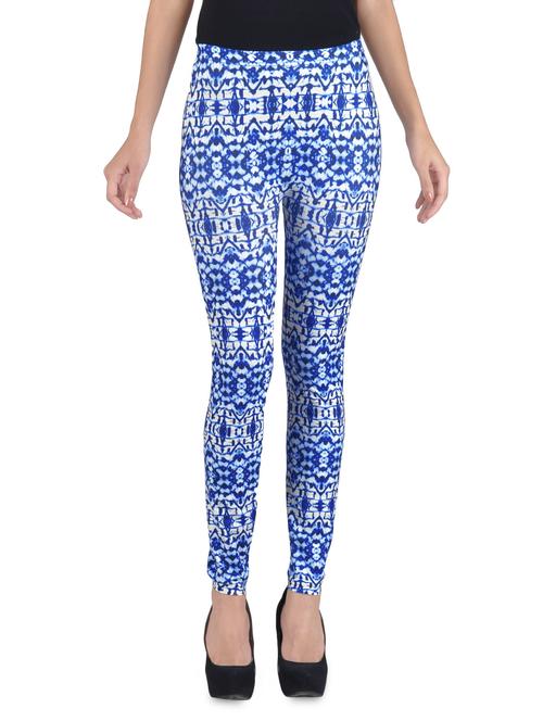 blue printed stretchable leggings - 1314438 - Very Small Image - 1