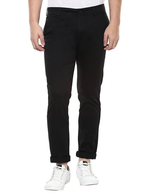 black cotton chinos casual trousers - 13144825 - Very Small Image - 1