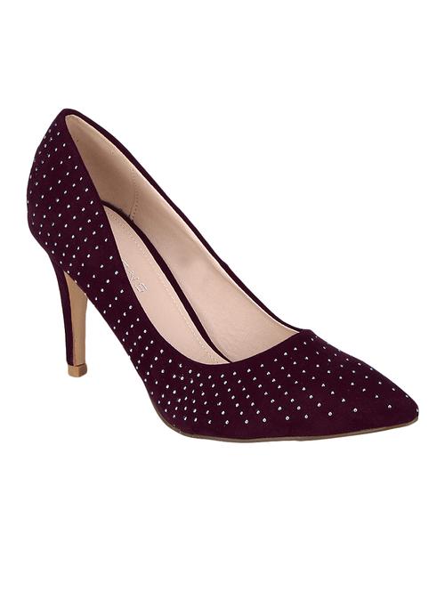 maroon pu slip on pumps - 13146108 - Very Small Image - 1