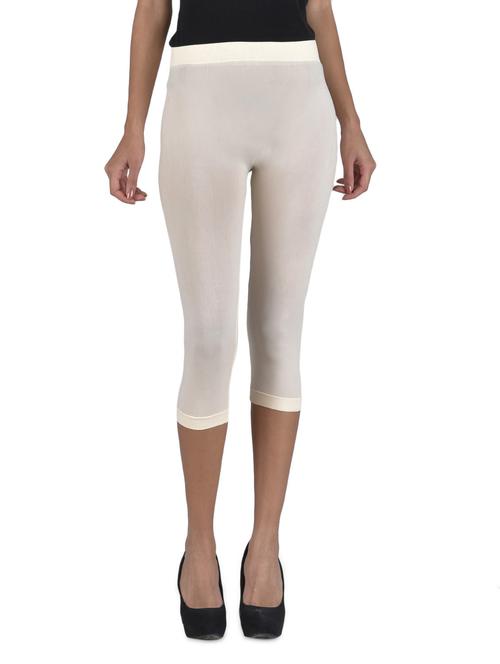 Solid cream three-quarter leggings - 1314844 - Very Small Image - 1