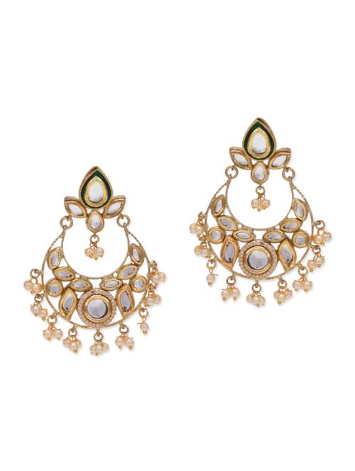 kundan chandbaali with pearls - 13161269 - Very Small Image - 1