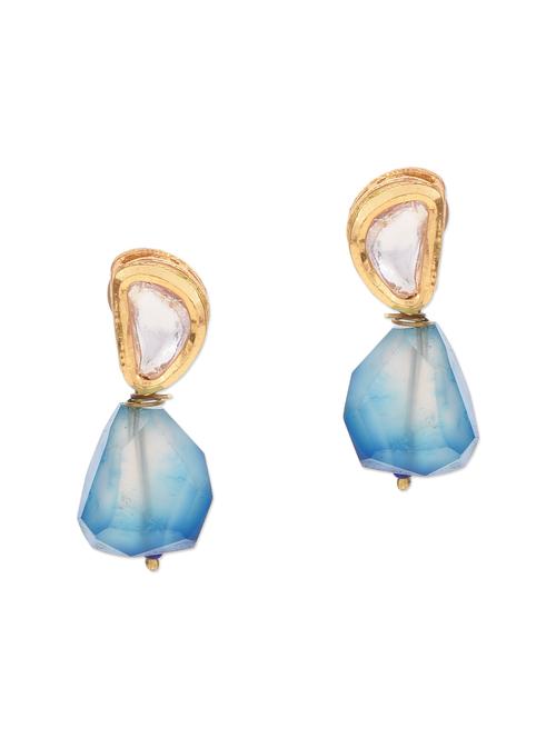 kundan lapiz stone drop earrings - 13161293 - Very Small Image - 1