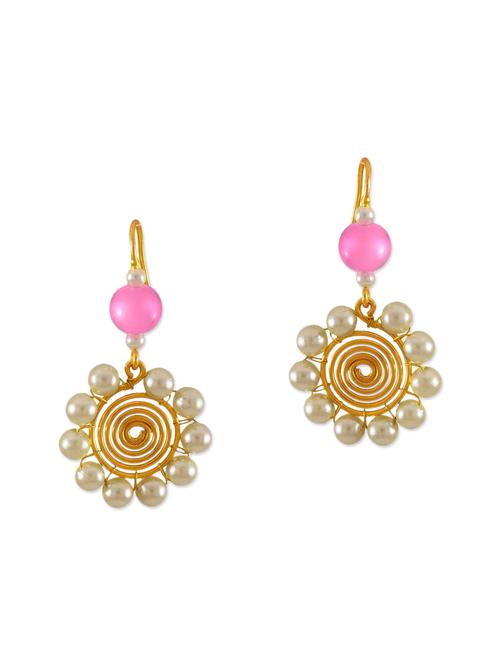 pink brass drop earrings - 13162117 - Very Small Image - 1