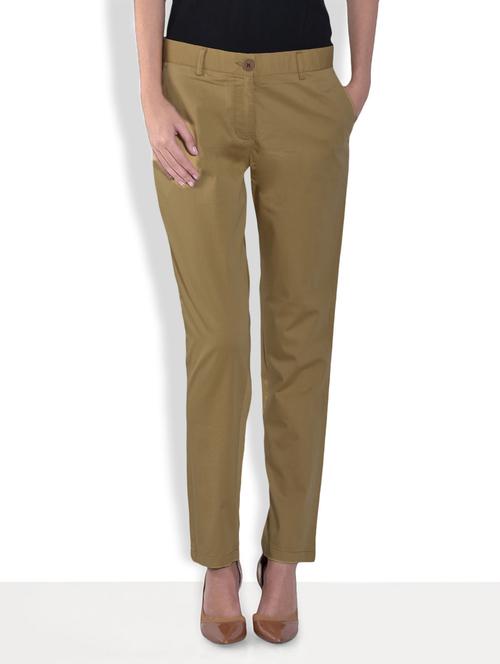 beige cotton lycra formal pants - 1316510 - Very Small Image - 1