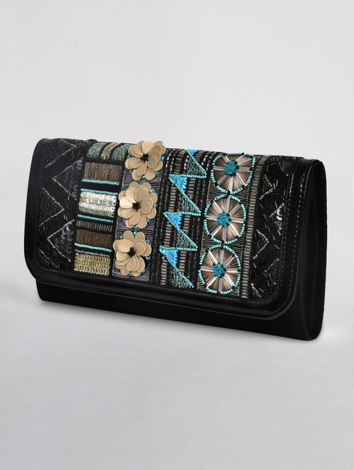 black embellished aztec and floral clutch - 1317021 - Very Small Image - 1