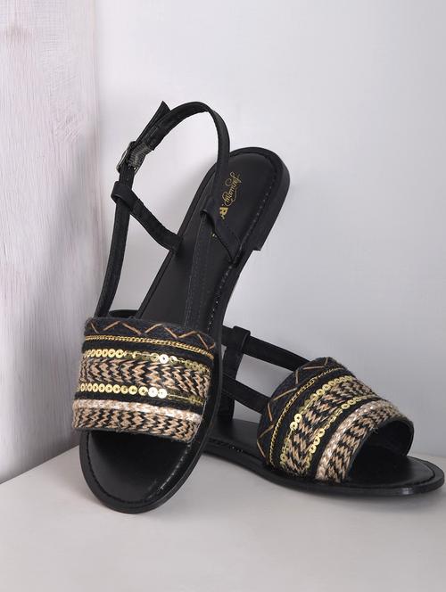 black sequined leather sandals - 1317046 - Very Small Image - 1