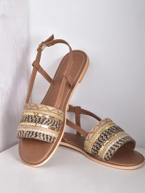 brown sequined leather sandals - 1317047 - Very Small Image - 1