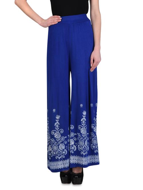 royal blue printed viscose palazzos - 1317607 - Very Small Image - 1