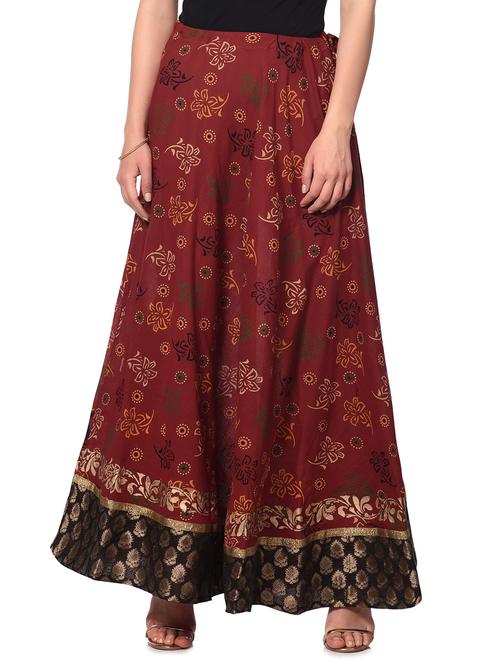 Red cotton flared skirt - 13185630 - Very Small Image - 1
